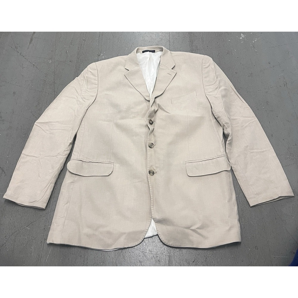 Sean John Men's Tan Linen Blazer Size 44L Lightweight Casual Dress Jacket Summer